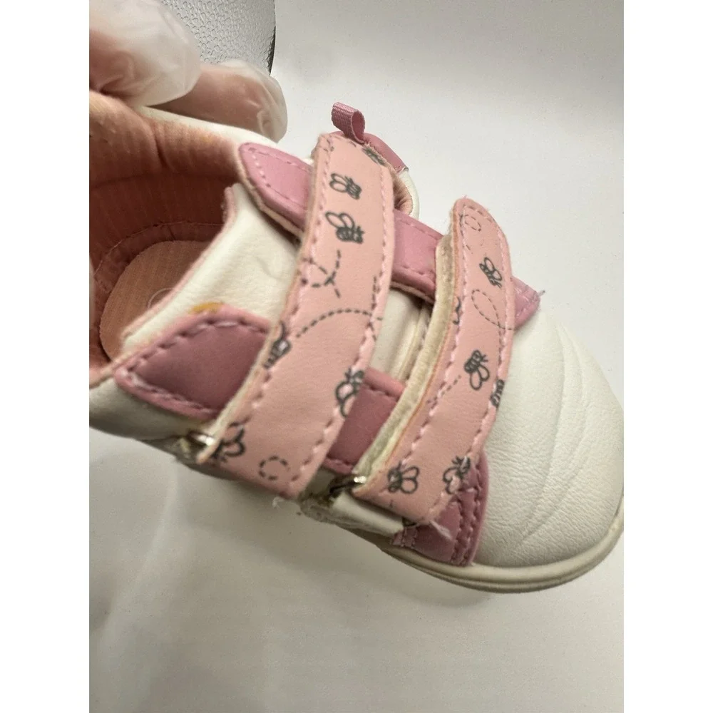 Disney Baby Winnie The Pooh Toddler Kids Sneaker Size 3 Pink /White Hook & Loop
